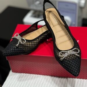 Kelly & Katie Black Mesh Flats with Silver Accent NIB 6.5